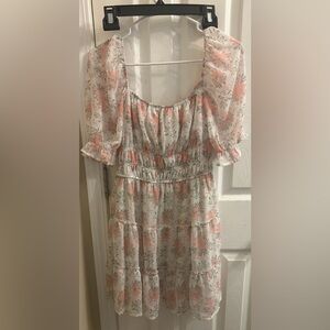 Trixxi Floral Dress with Pink and Gray Accents
